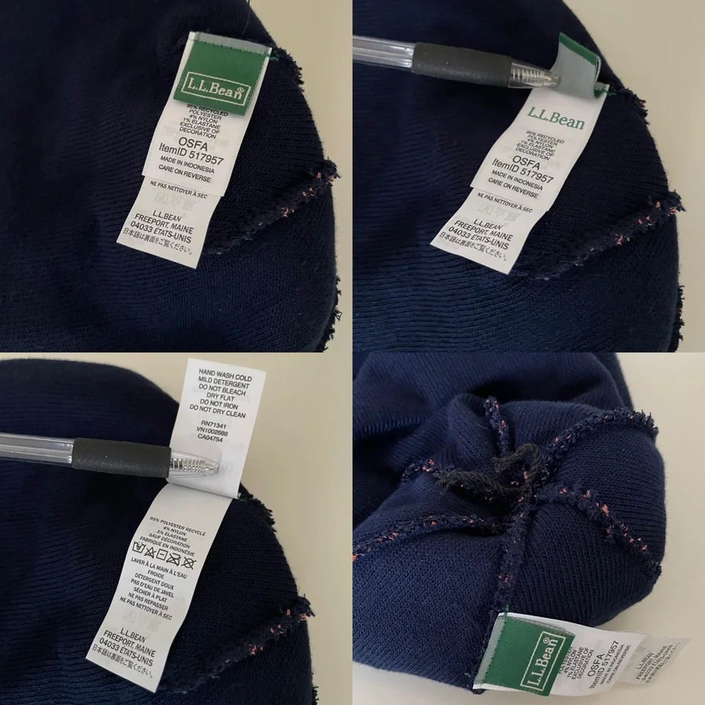 L.L. Bean Navy Blue Katahdin Pom-Pom Script Logo Beanie Hat Women’s/ Unisex